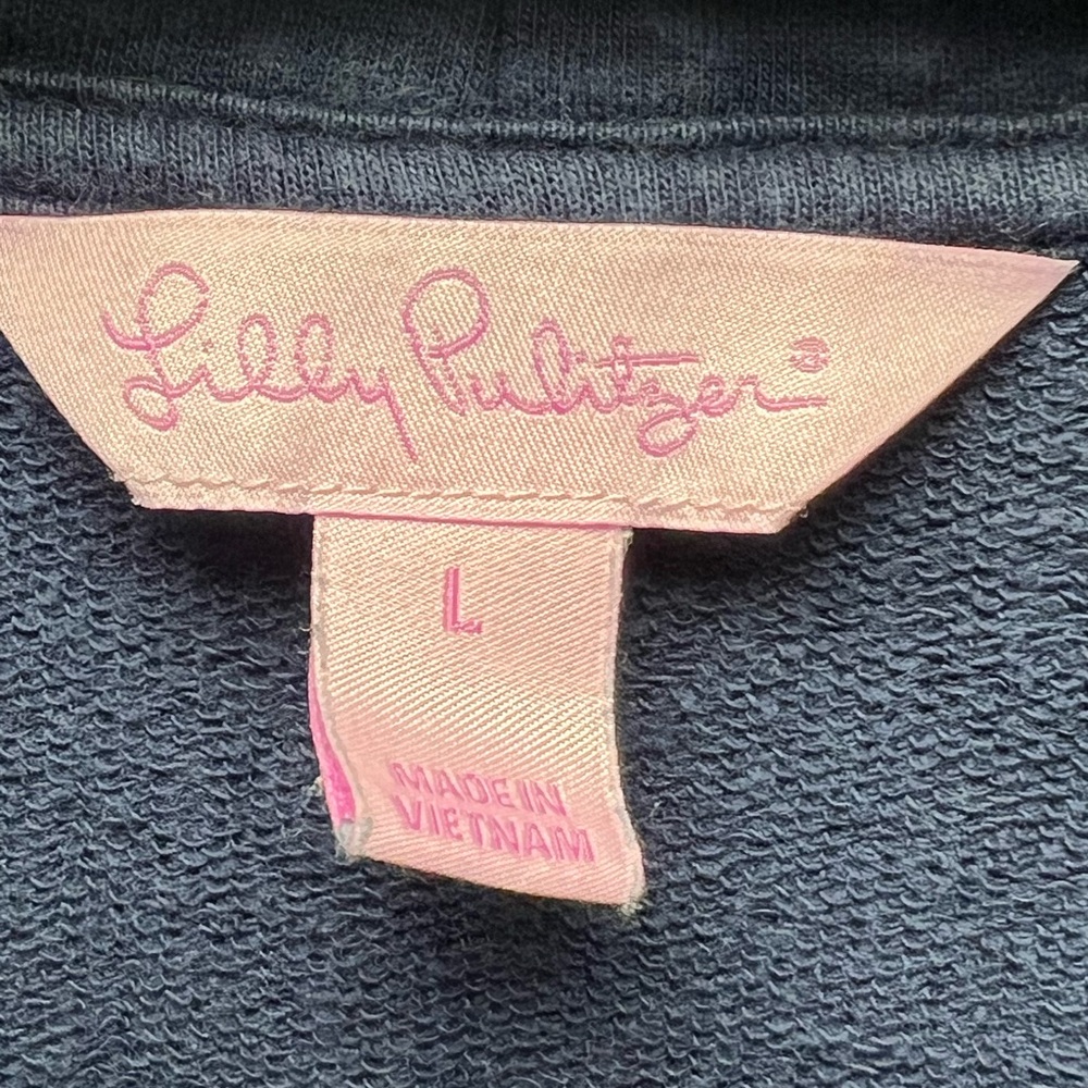 Lilly Pulitzer-Blue Pullover with Gold Zipper, Womens‎ Large - Picture 4 of 6